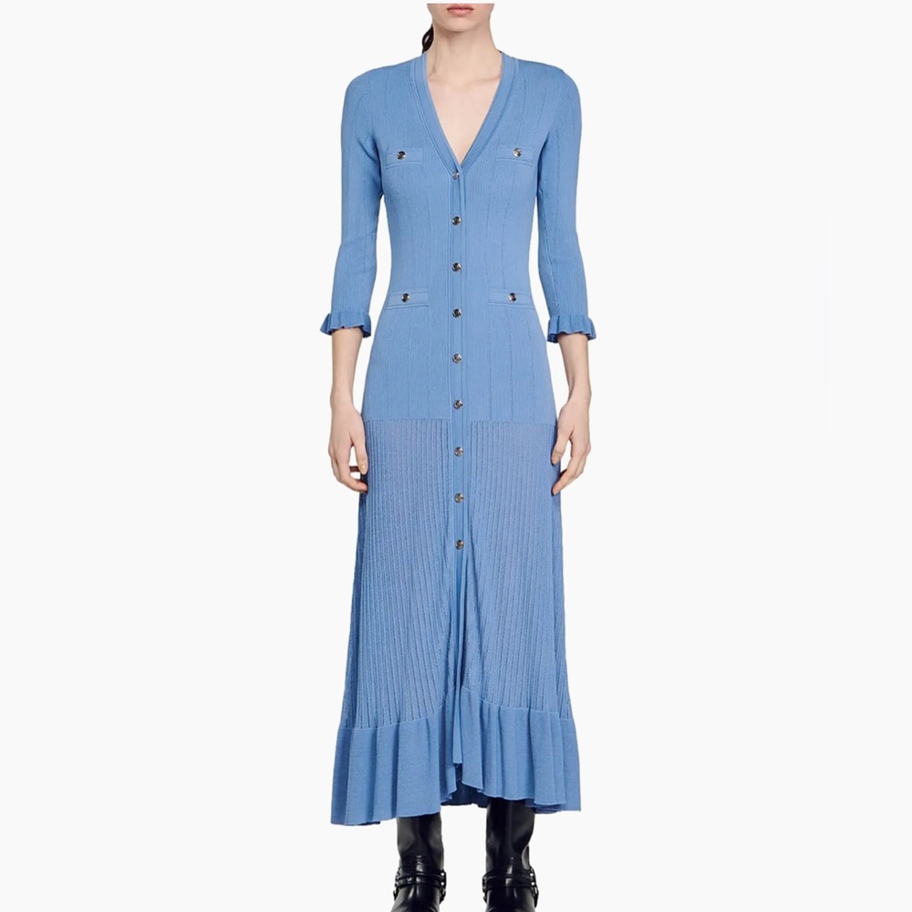 Sandro Knitted Button-Down Dress